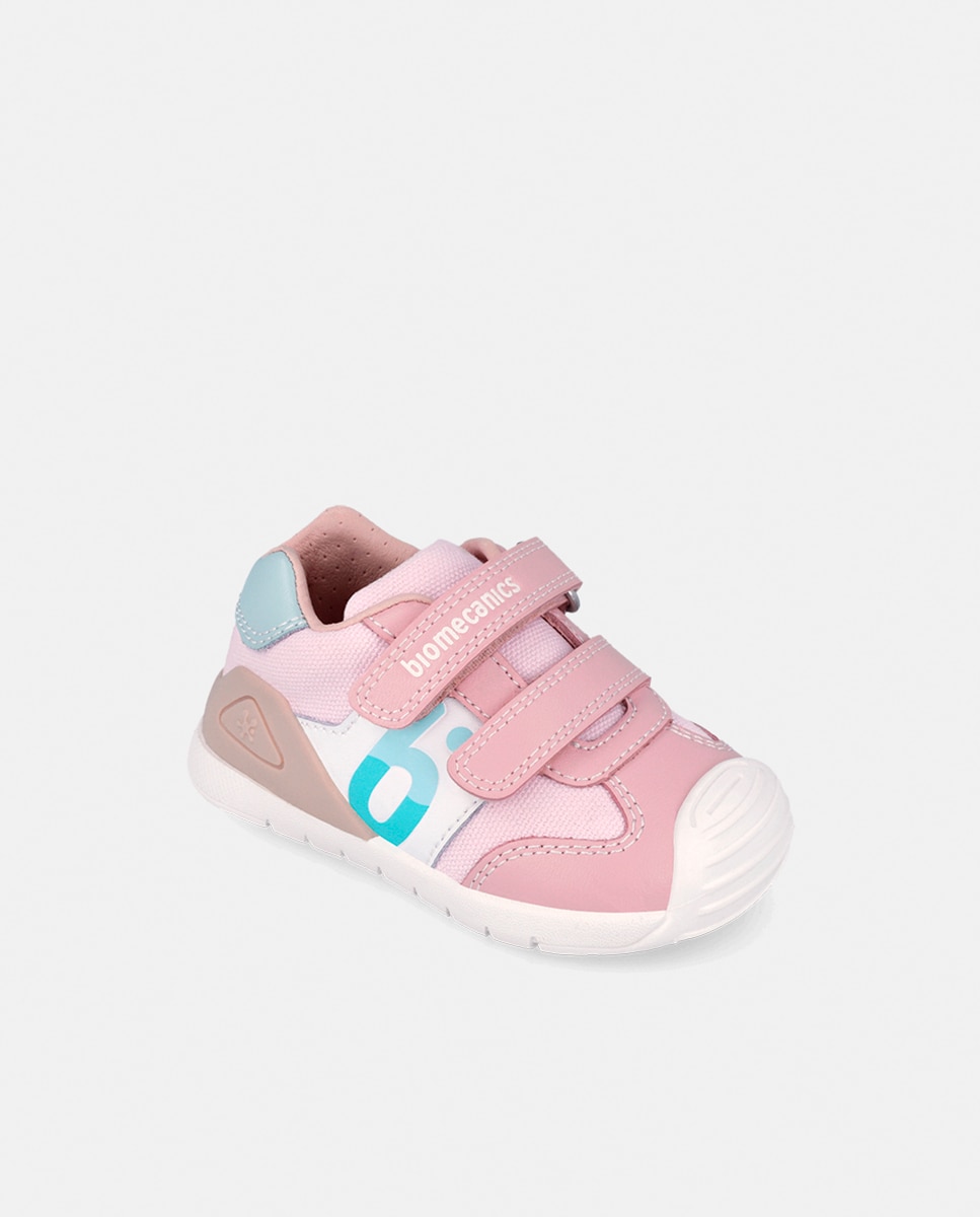 Sapatilhas em Têxtil e Pele com Velcro Duplo Biomecanics Rosa-4
