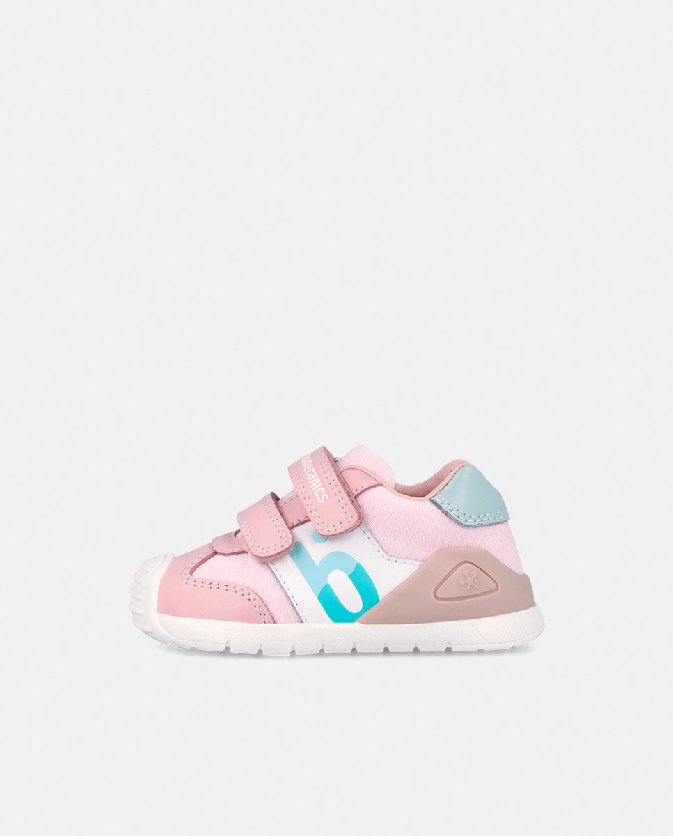 Sapatilhas em Têxtil e Pele com Velcro Duplo Biomecanics Rosa-5