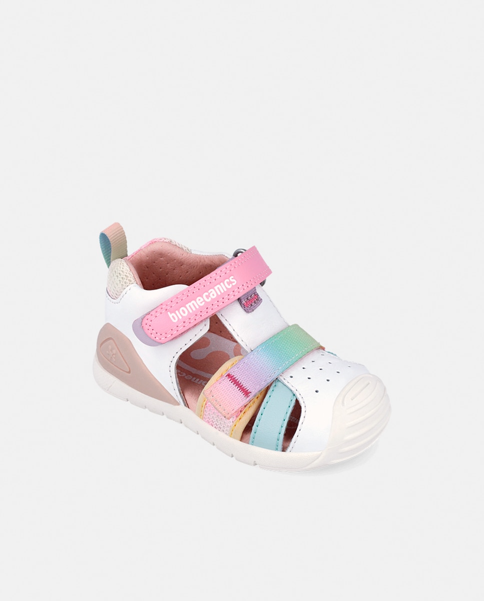 Sandálias em Pele com Velcro Duplo Biomecanics Branco-4