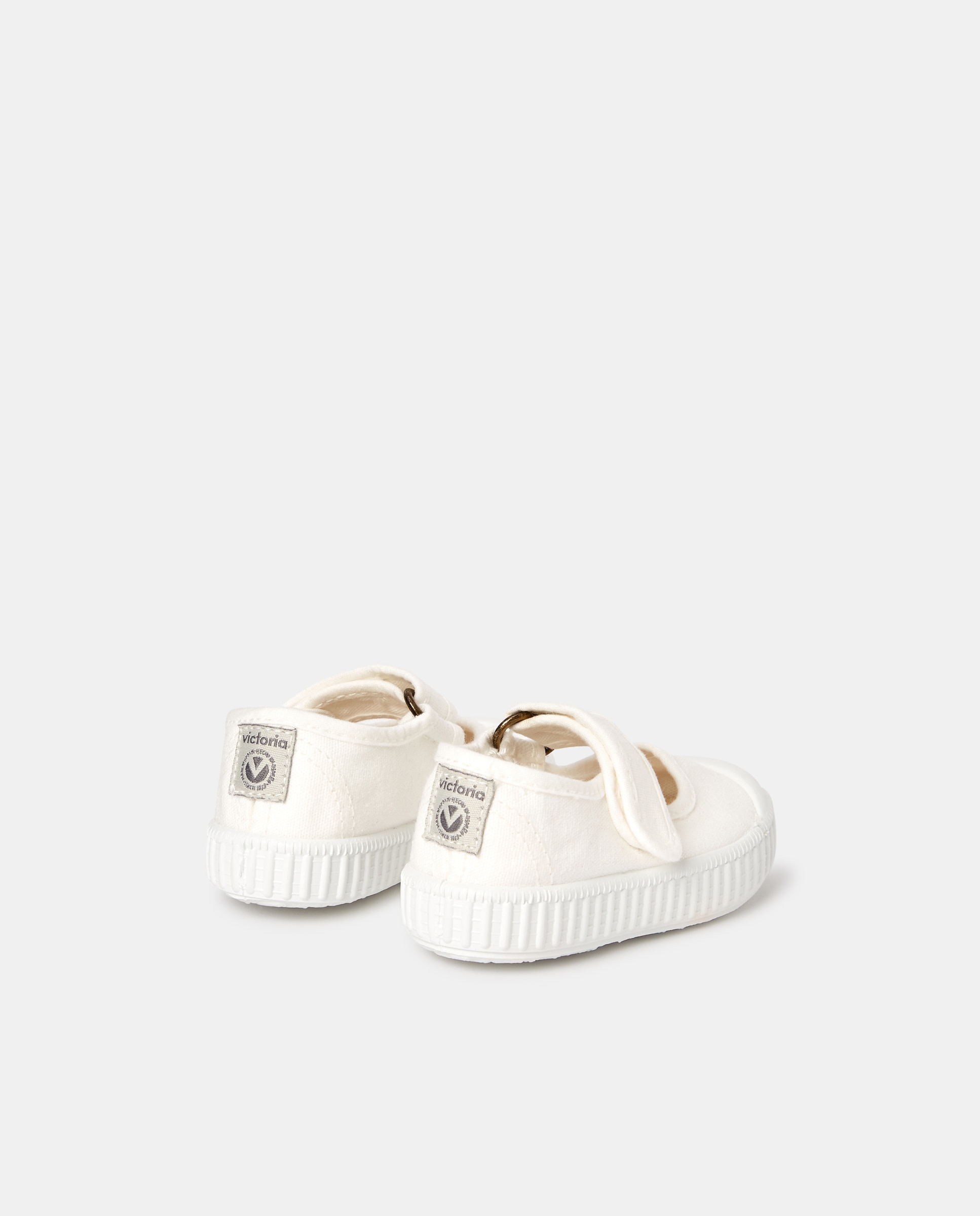 Merceditas de bebé niña en lona con cierre adherente - Victoria - Blanco Blanco-3