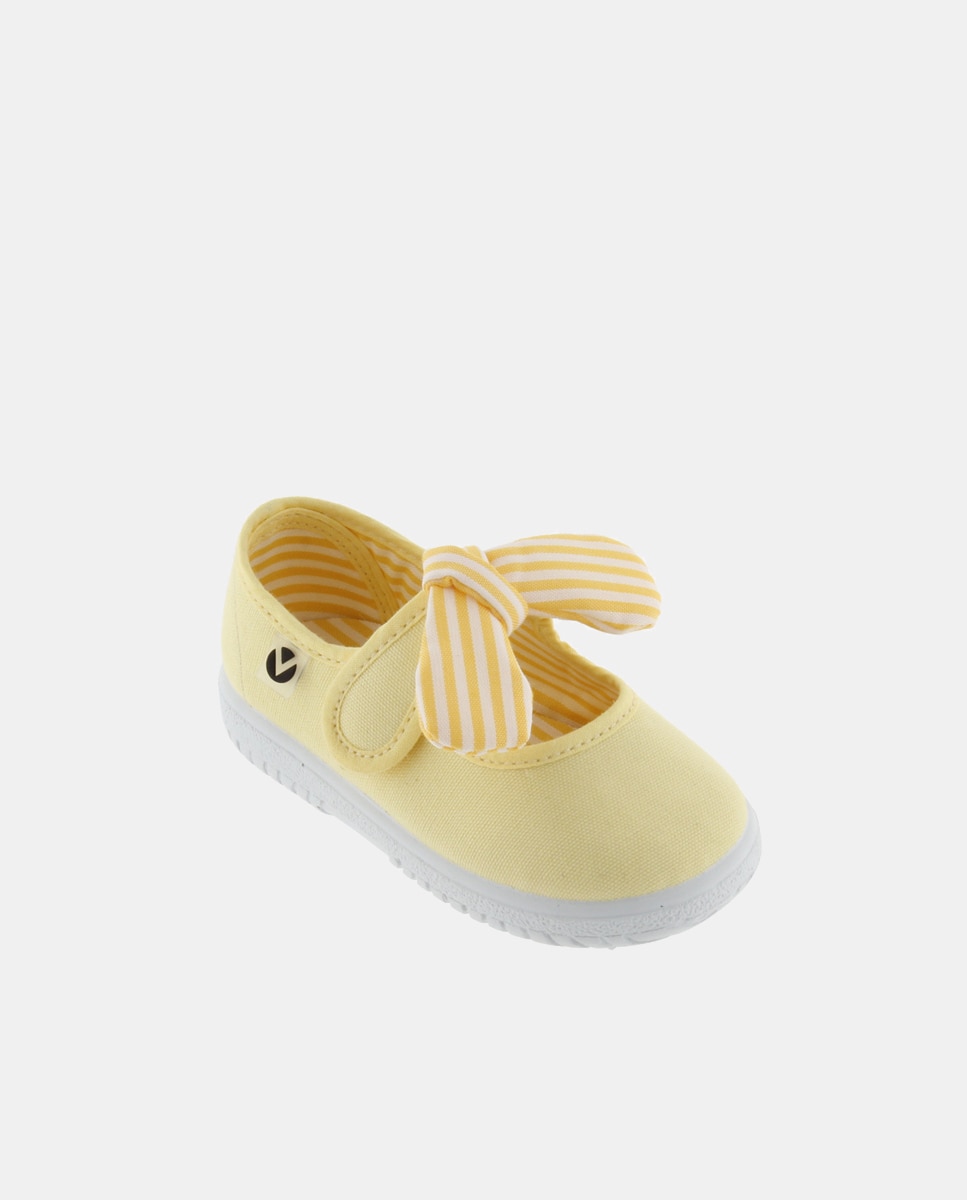 Sapatos de Presilha de Bebé com Fecho Aderente e em Lona Victoria Amarelo-2