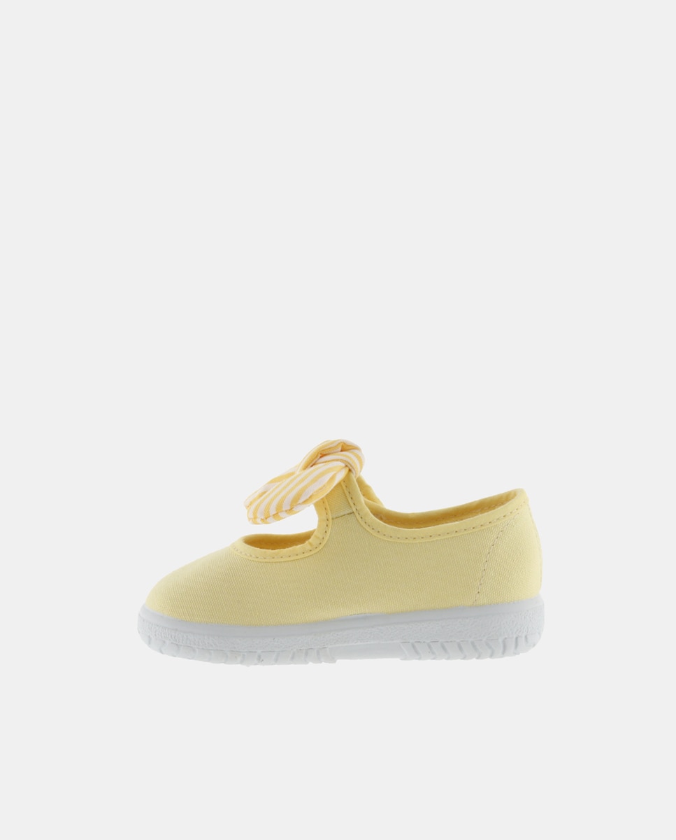 Sapatos de Presilha de Bebé com Fecho Aderente e em Lona Victoria Amarelo-3