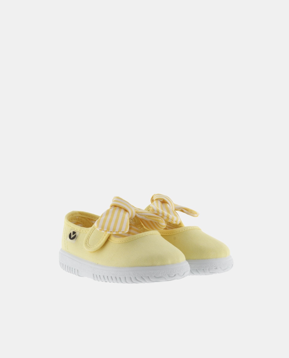 Sapatos de Presilha de Bebé com Fecho Aderente e em Lona Victoria Amarelo-5