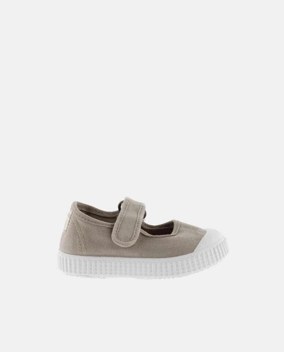 Merceditas de bebé niña en lona con cierre adherente - Victoria - Beige Beige-1