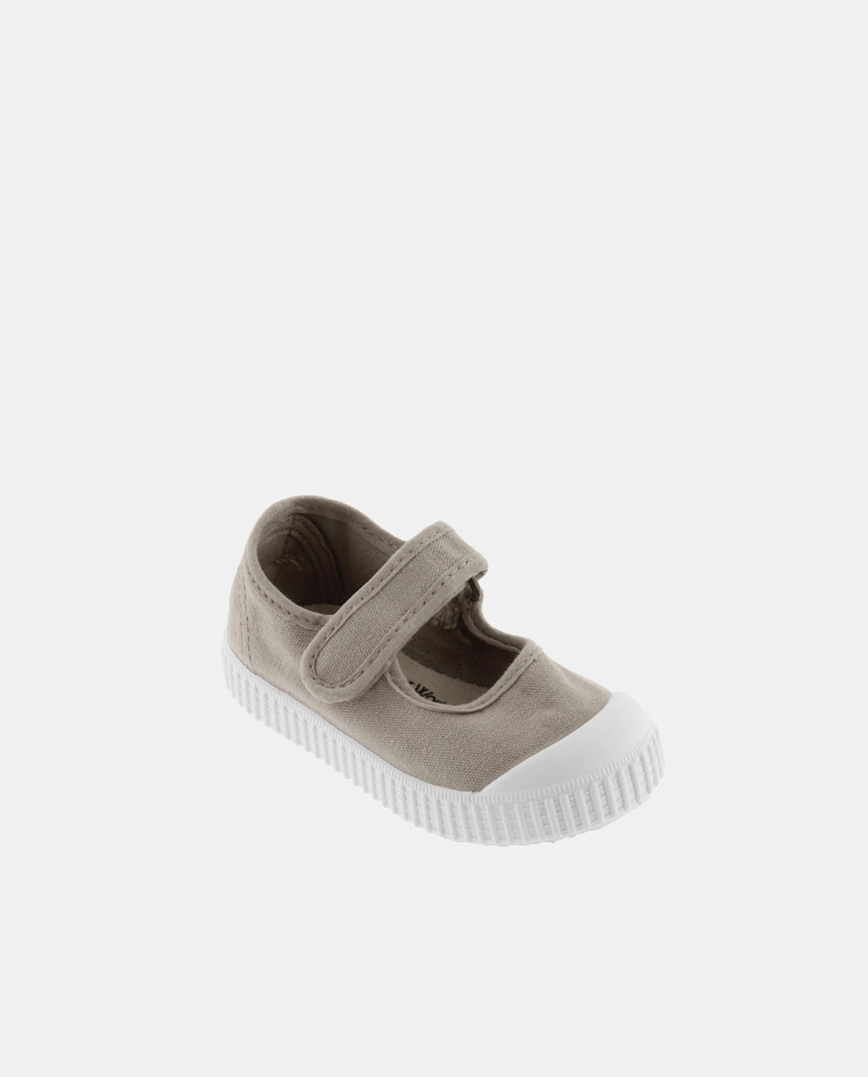 Merceditas de bebé niña en lona con cierre adherente - Victoria - Beige Beige-2
