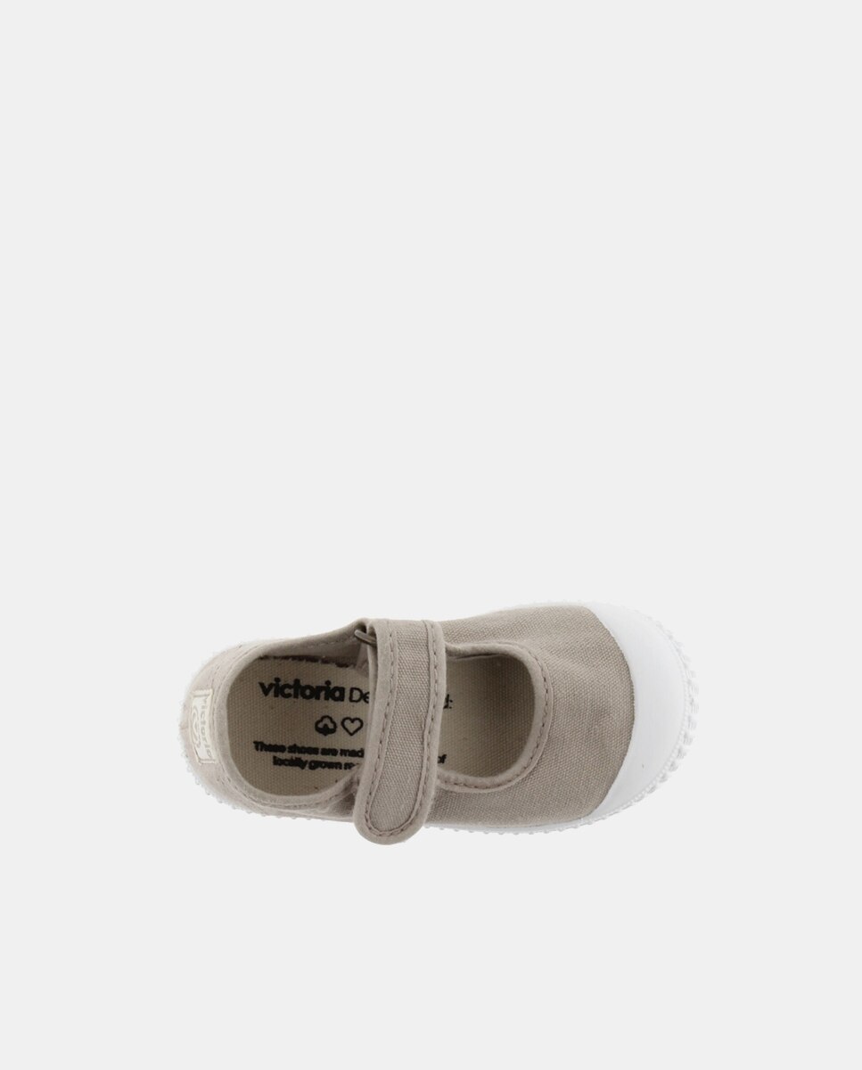 Merceditas de bebé niña en lona con cierre adherente - Victoria - Beige Beige-4