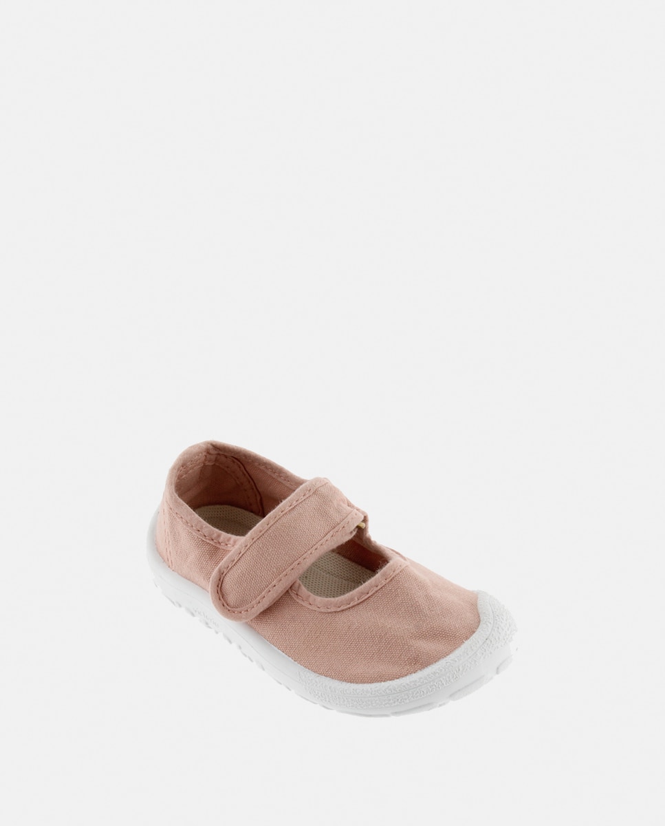 Sapatos de Presilha Barefoot de Criança em Lona DREC com Fecho Aderente Victoria Rosa-2