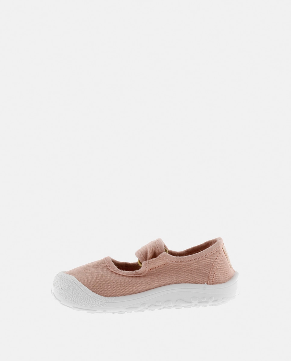 Sapatos de Presilha Barefoot de Criança em Lona DREC com Fecho Aderente Victoria Rosa-3