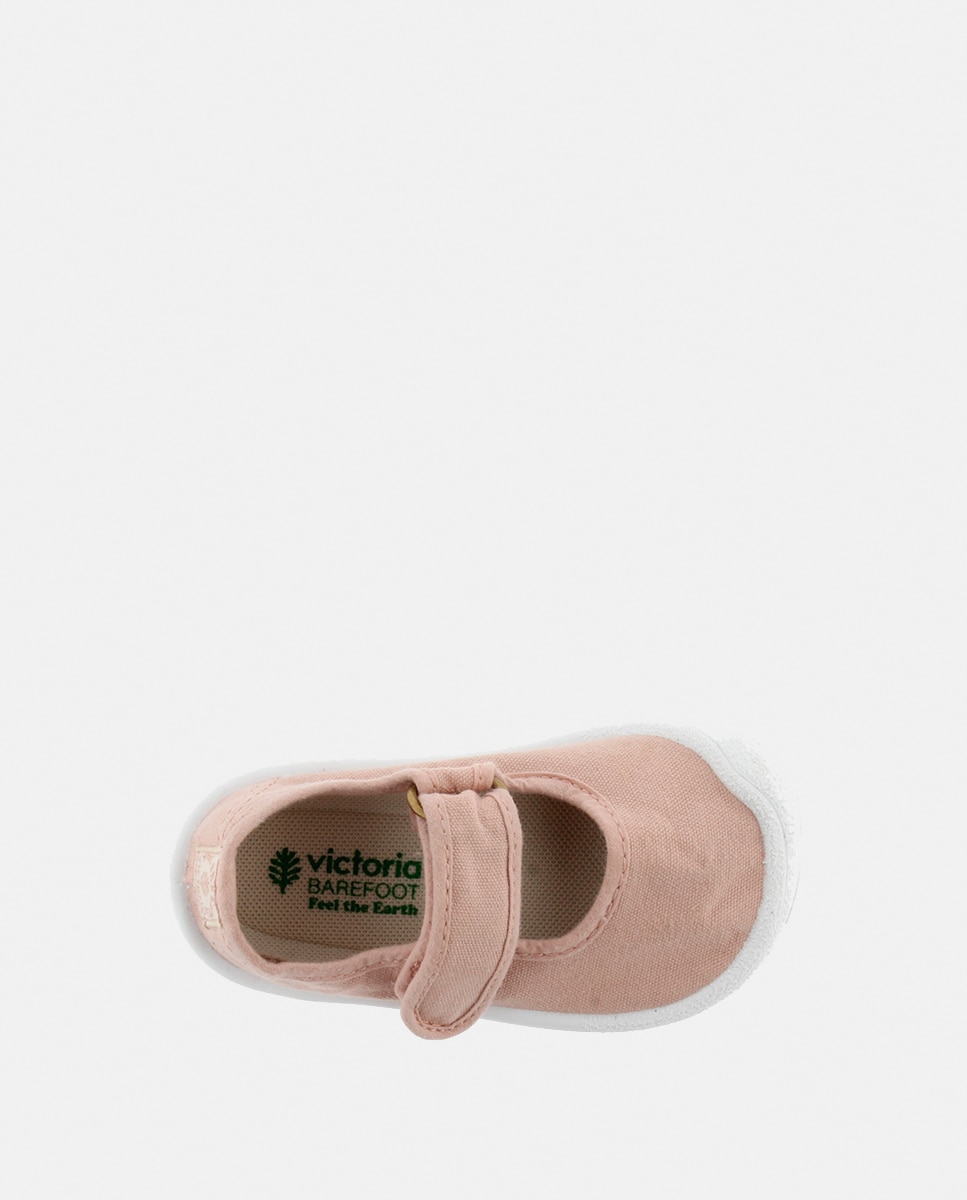 Sapatos de Presilha Barefoot de Criança em Lona DREC com Fecho Aderente Victoria Rosa-4