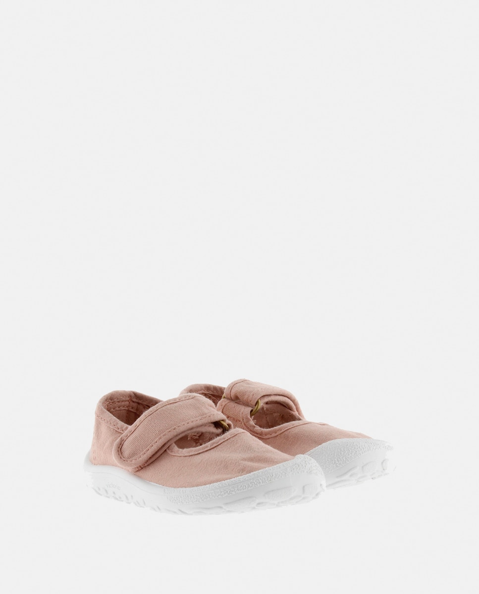 Sapatos de Presilha Barefoot de Criança em Lona DREC com Fecho Aderente Victoria Rosa-5