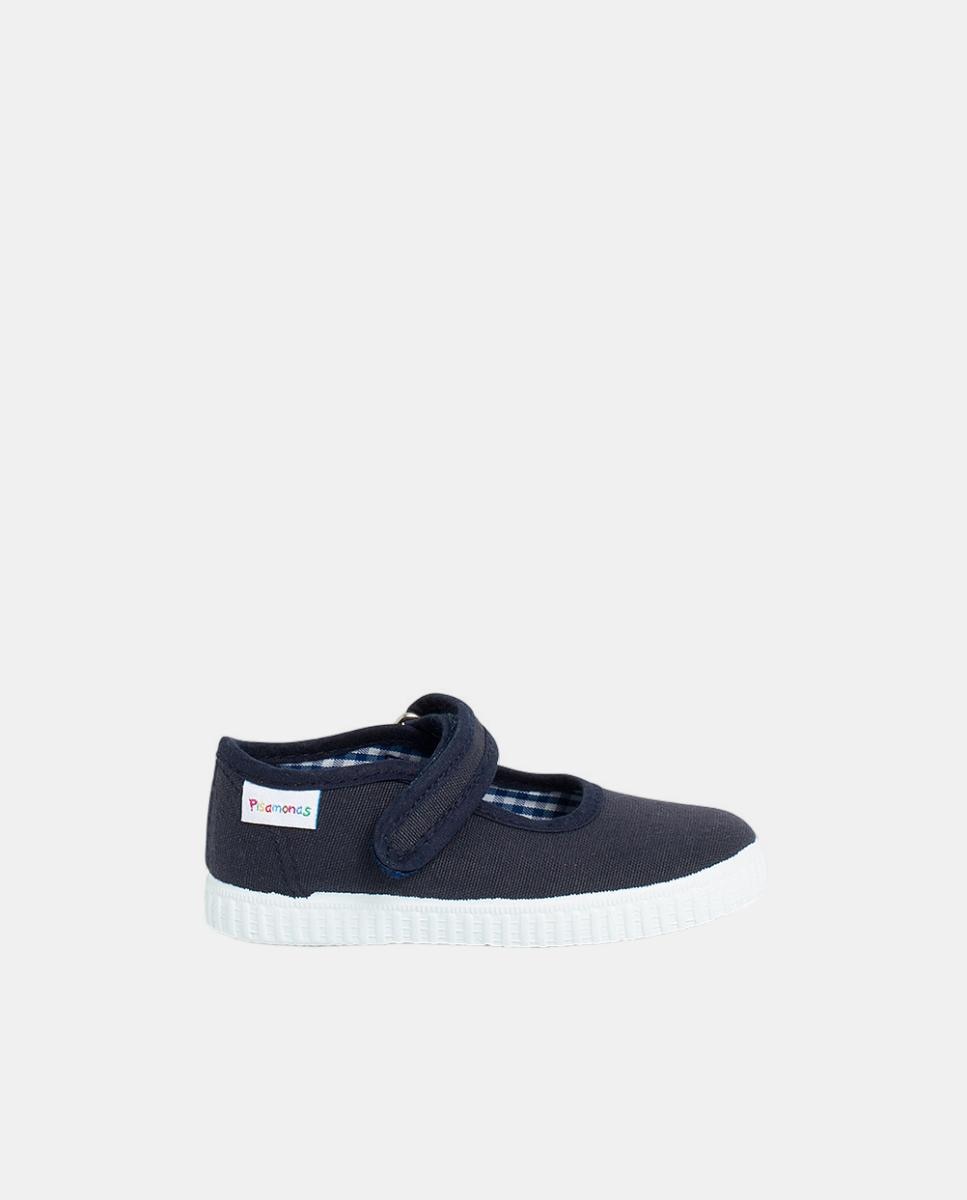 Imagem 0 de Sapatos de Presilha com Fita Adesiva na Sola Tipo Sapatilhas - Azul-Marinho