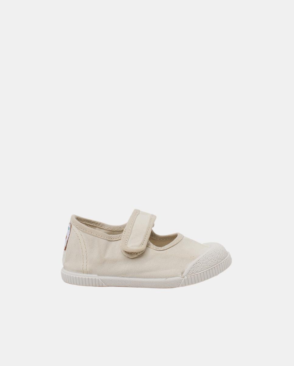 Imagem 0 de Sapatos de Presilha com Biqueira Barefoot em Lona com Lavagem - Cor de Aveia