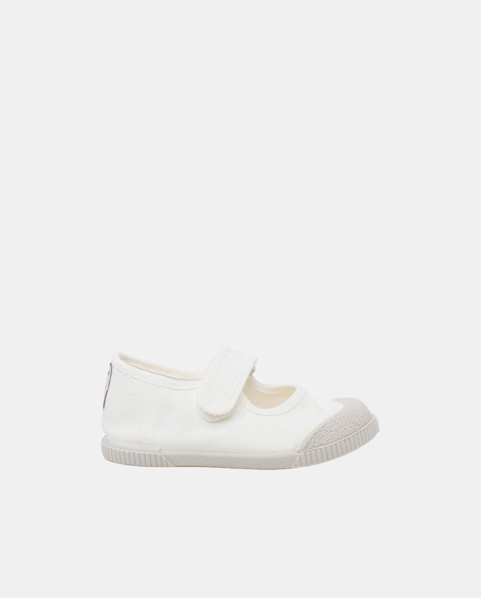 Imagem 0 de Sapatos de Presilha com Biqueira Barefoot em Lona com Lavagem - Branco