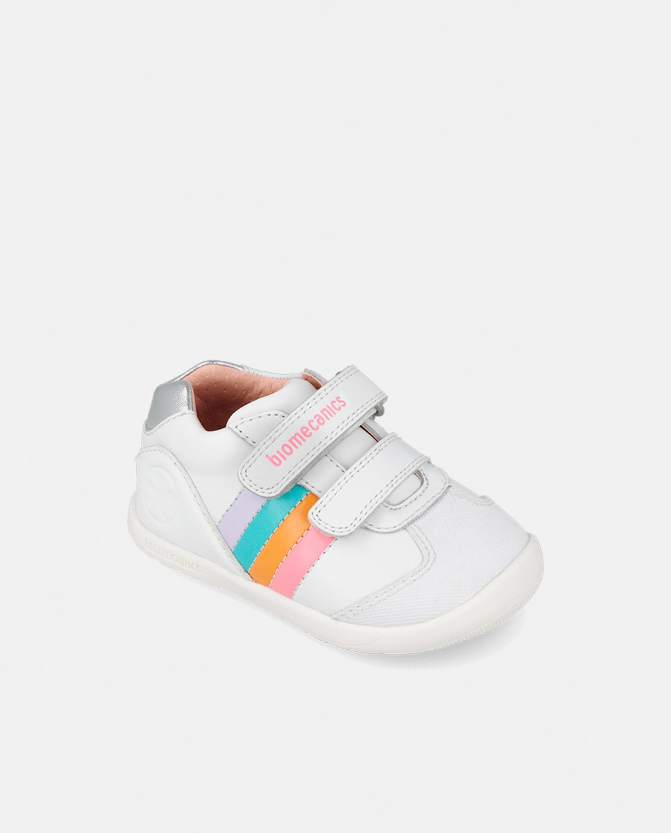 Sapatilhas em Pele com Velcro Duplo Biomecanics Branco-3