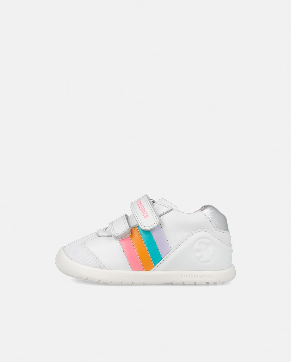 Sapatilhas em Pele com Velcro Duplo Biomecanics Branco-4