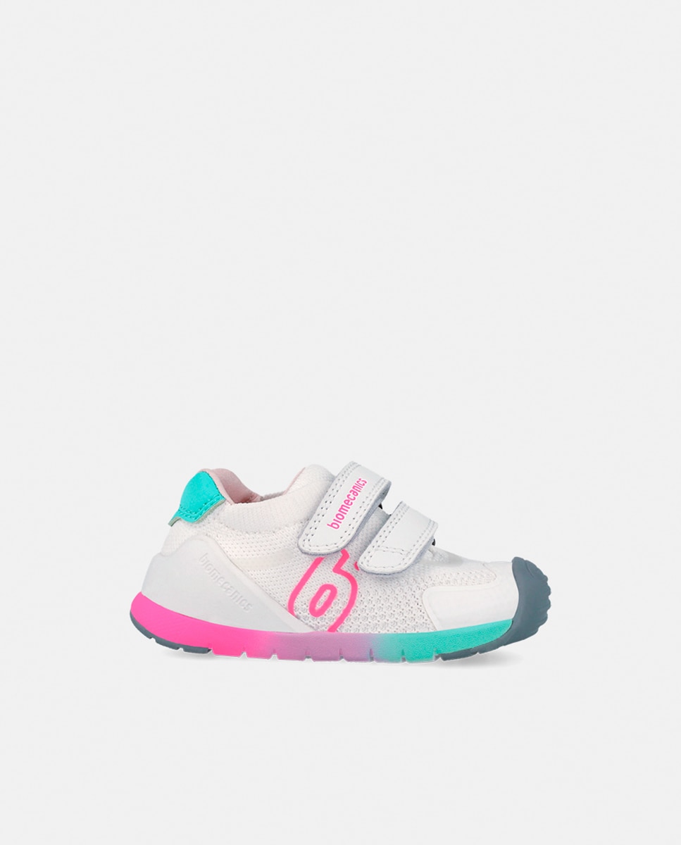 Imagen 0 de Zapato sport de niña en rejilla con doble velcro Blanco