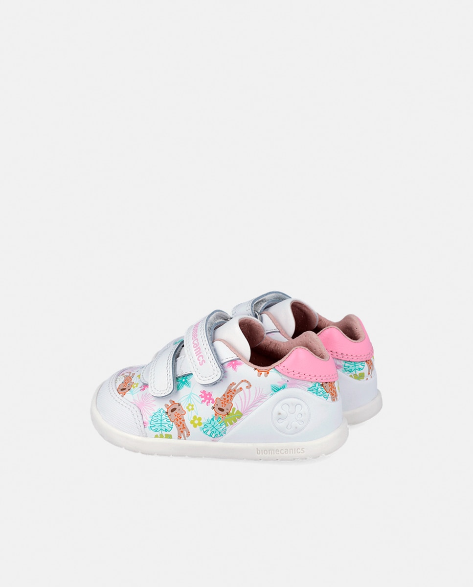 Sapatos Estampados em Pele com Velcro Biomecanics Branco-3