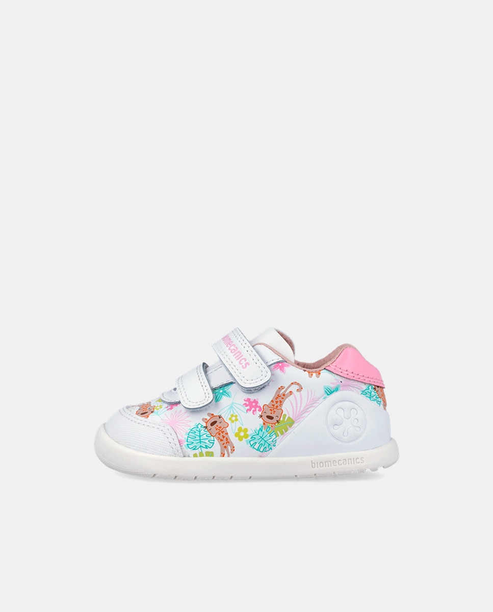 Sapatos Estampados em Pele com Velcro Biomecanics Branco-5