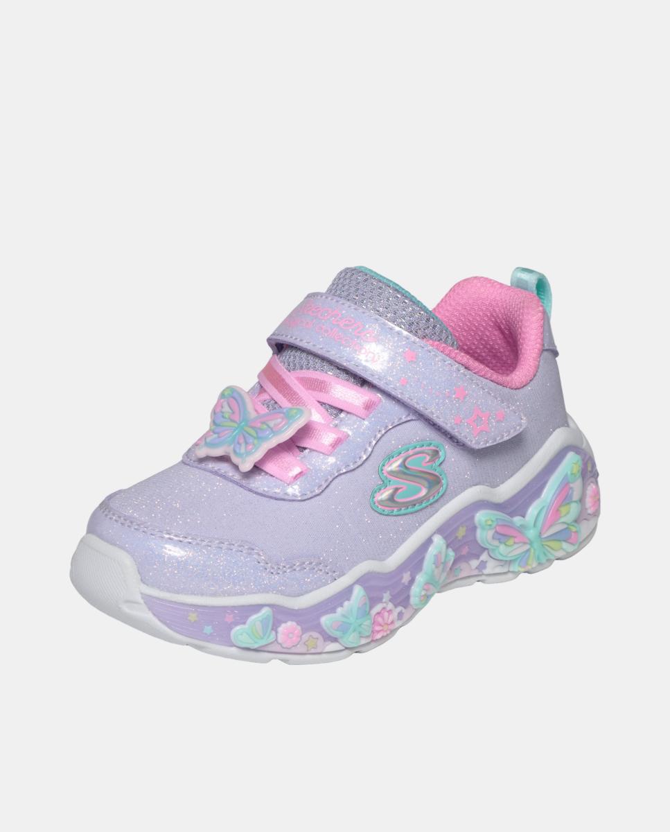 Sapatilhas de Luzes com Desenho de Borboleta e Ajuste de Velcro Skechers Lilás claro-2