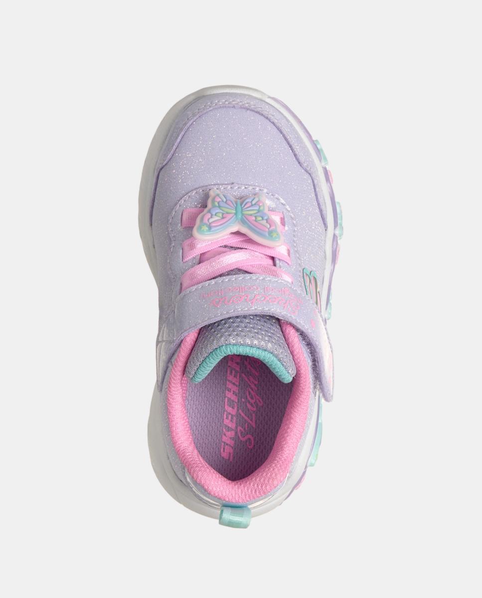 Sapatilhas de Luzes com Desenho de Borboleta e Ajuste de Velcro Skechers Lilás claro-3