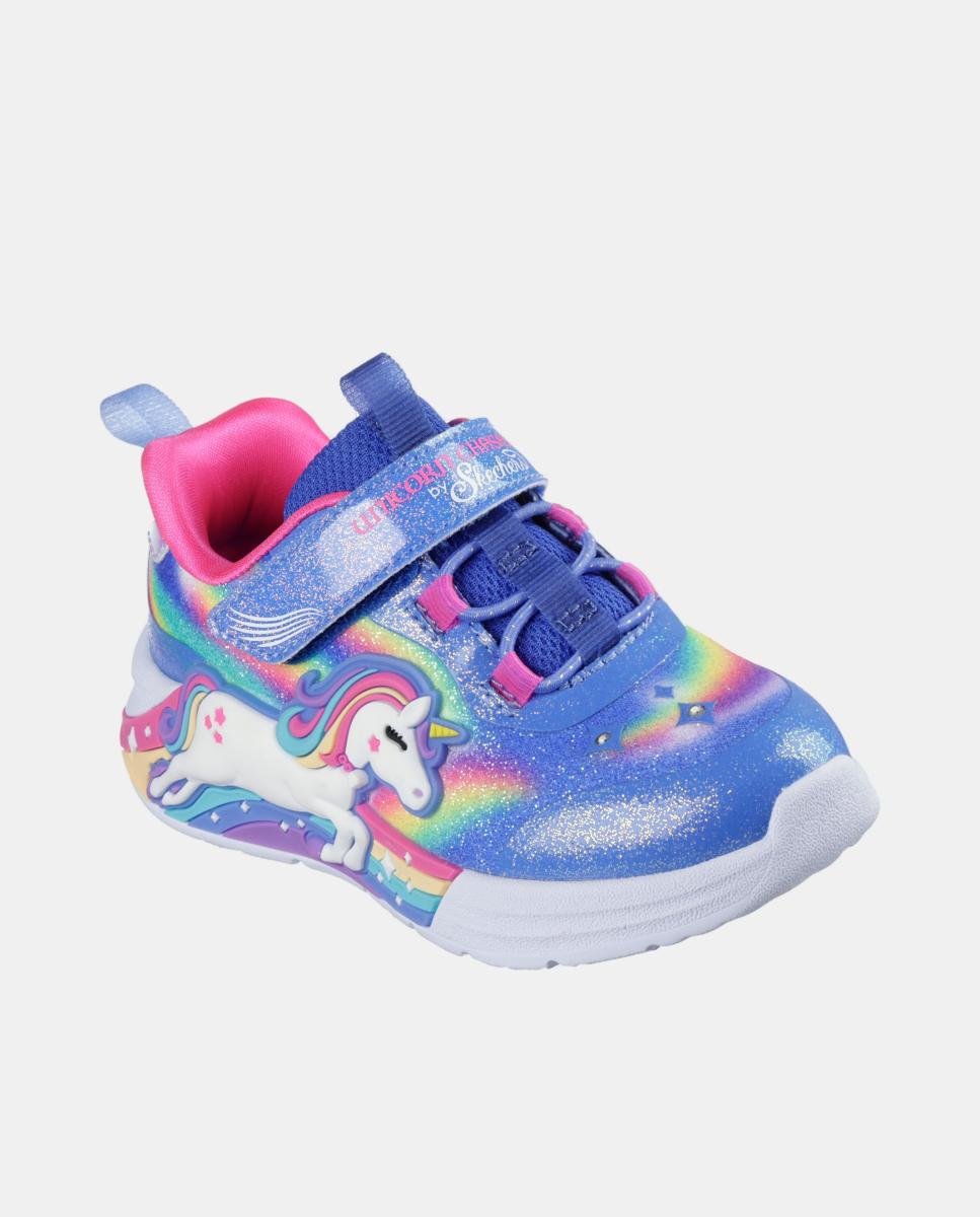 Sapatilhas de Luzes Unicórnio Skechers Esmeralda Azul-3