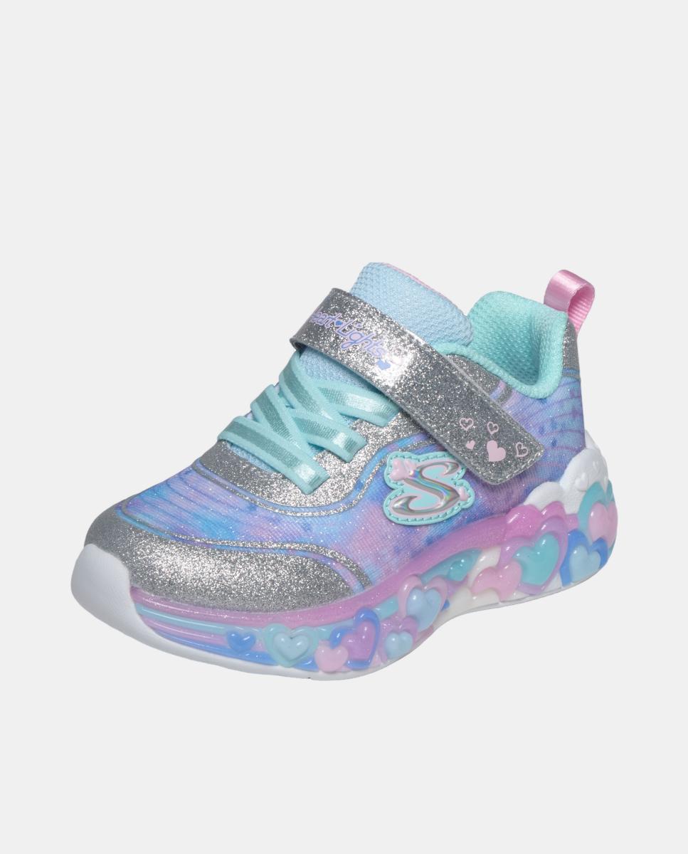 Sapatilhas com Luzes e Corações Skechers Prata-2