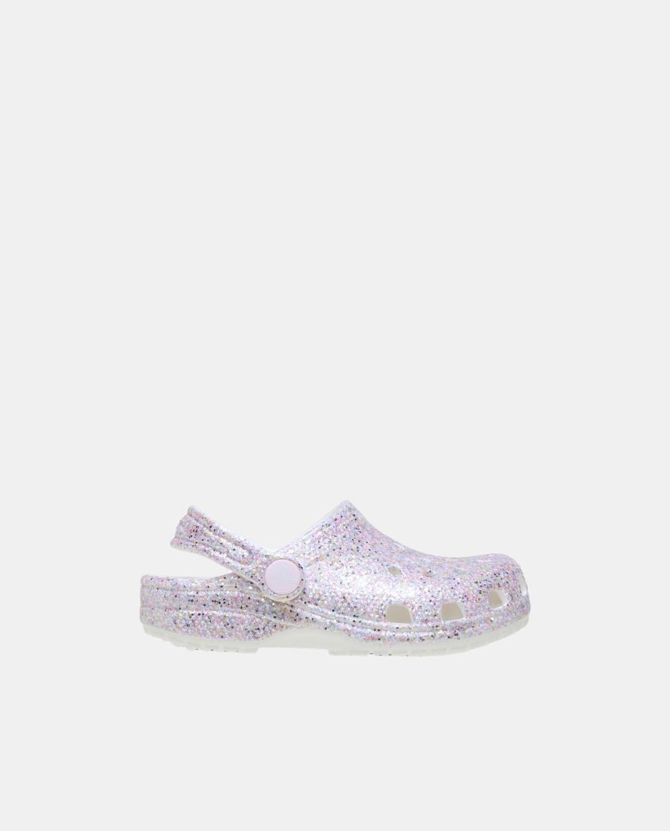 Socas de Bebé Classic Glitter Clog Crocs Branco-1