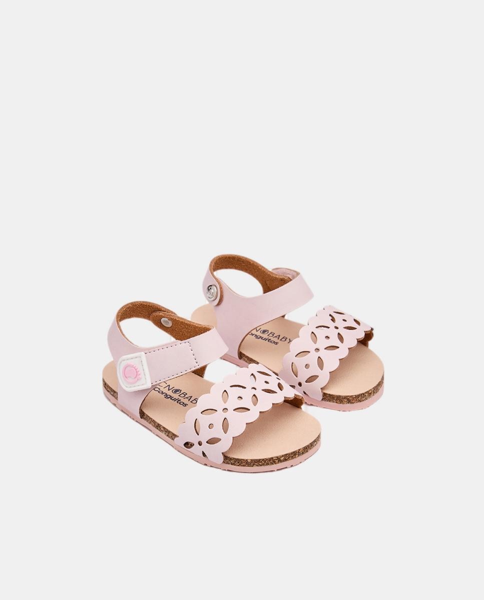 Sandálias Bio Perfuradas Respeitadoras TECNOBABY BY CONGUITOS Rosa-claro-4