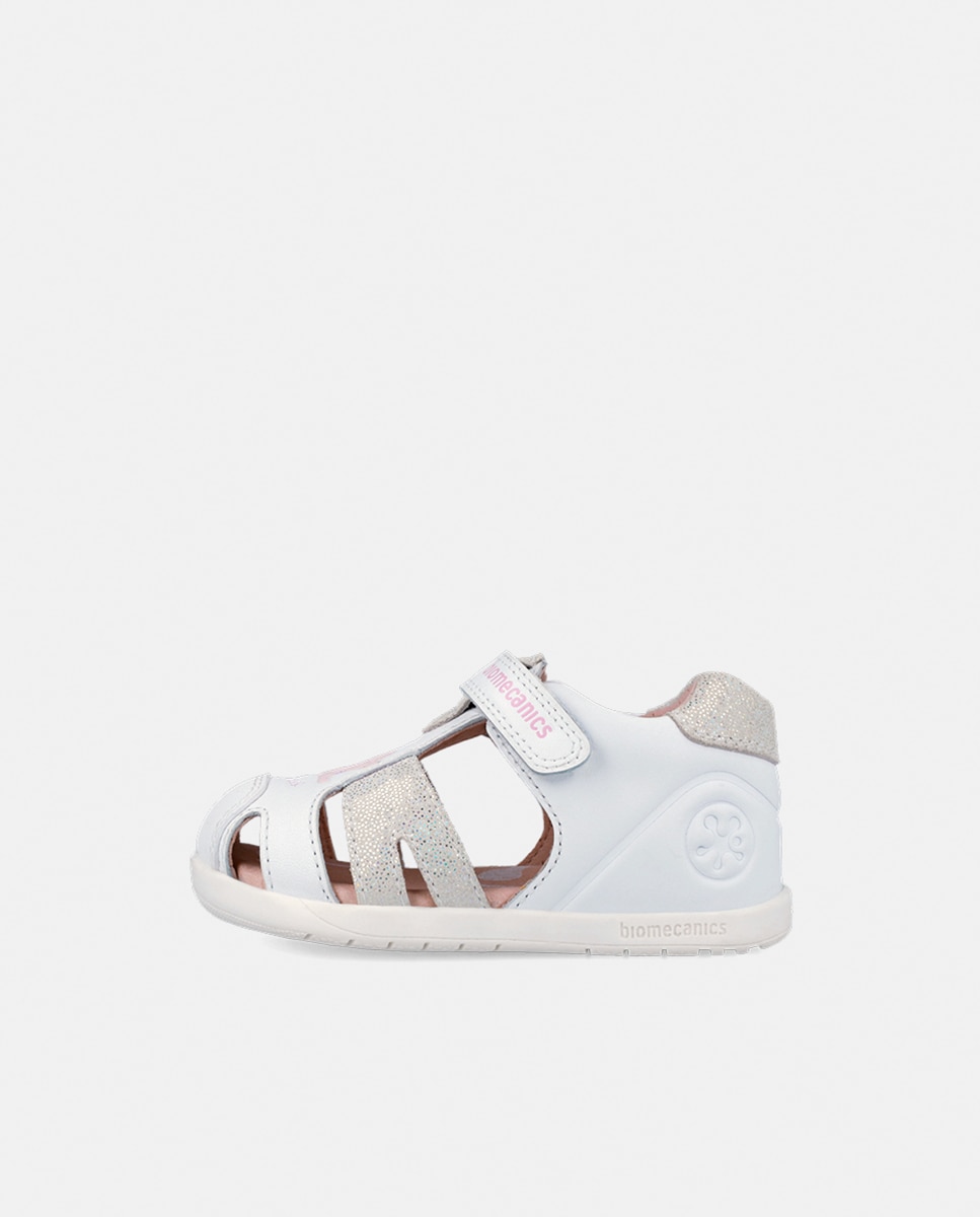 Sandálias em Pele com Cão e Velcro Biomecanics Branco-5