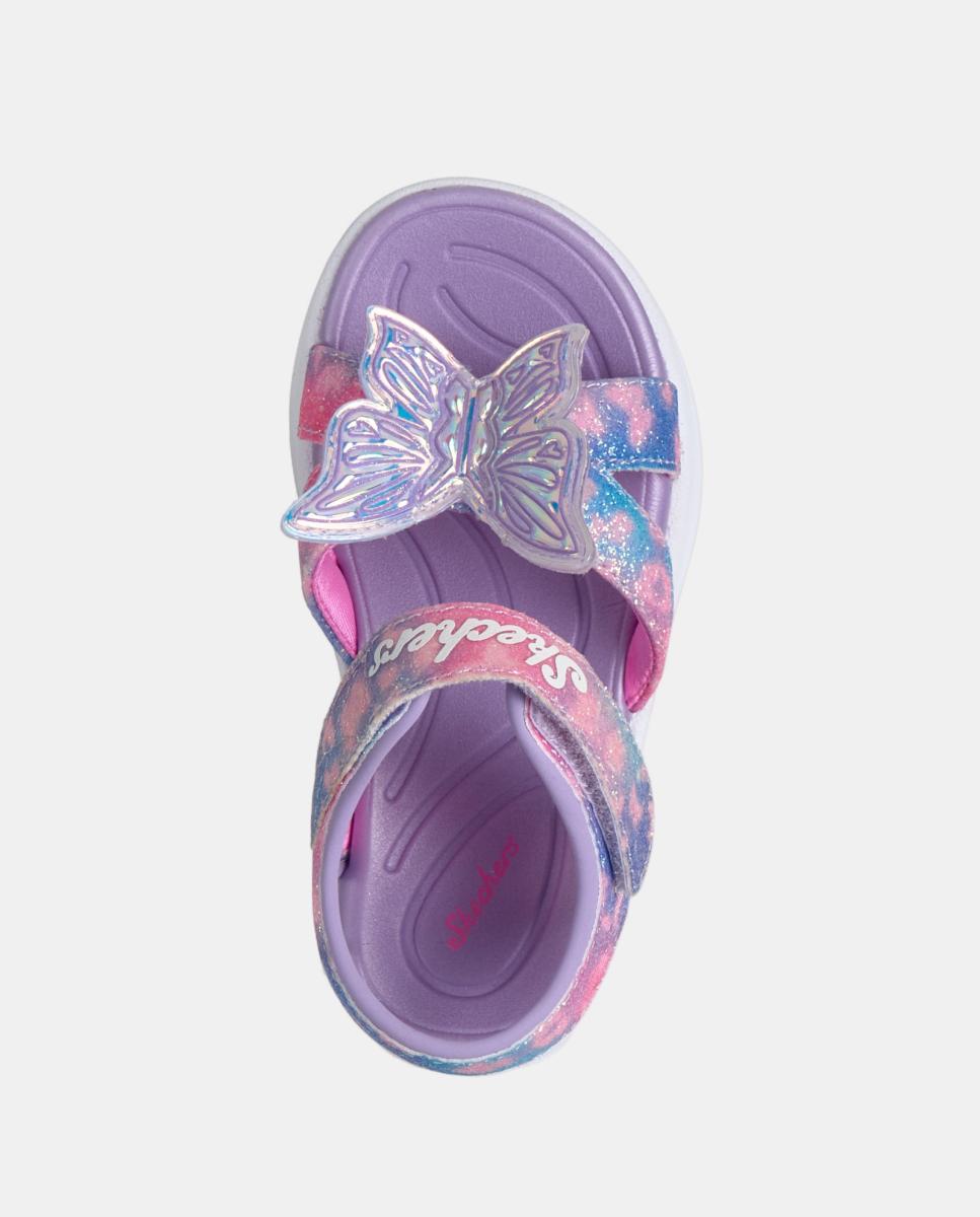 Sandálias de Luzes com Desenho de Borboleta e Ajuste de Velcro Skechers Lilás-2