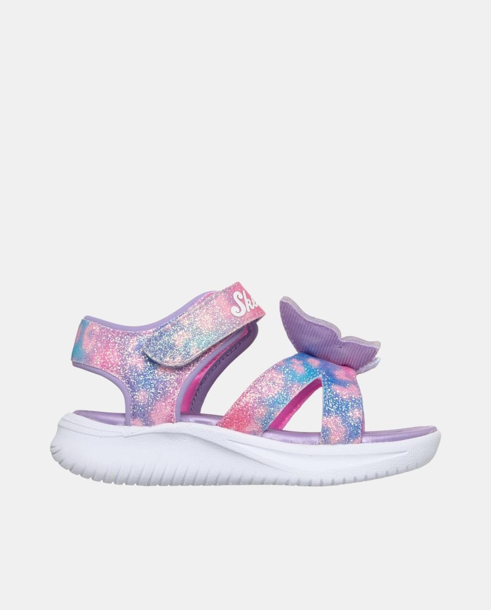 Sandálias de Luzes com Desenho de Borboleta e Ajuste de Velcro Skechers Lilás-3
