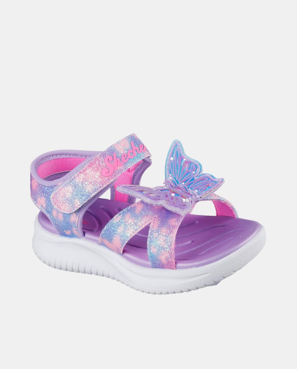 Sandálias de Luzes com Desenho de Borboleta e Ajuste de Velcro Skechers Lilás-4