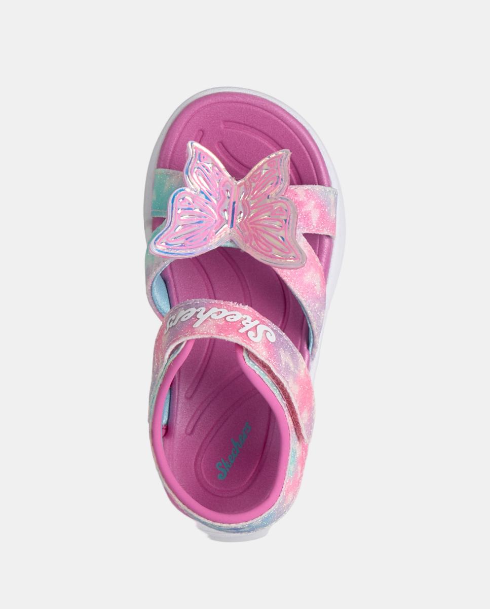 Sandálias de Luzes com Desenho de Borboleta e Ajuste de Velcro Skechers Rosa-pastel-2