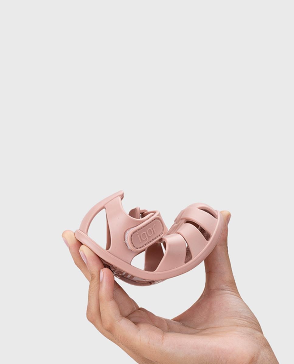 Sandálias de Bebé com Acabamento Mate e Fecho Aderente Rosa pálido-9