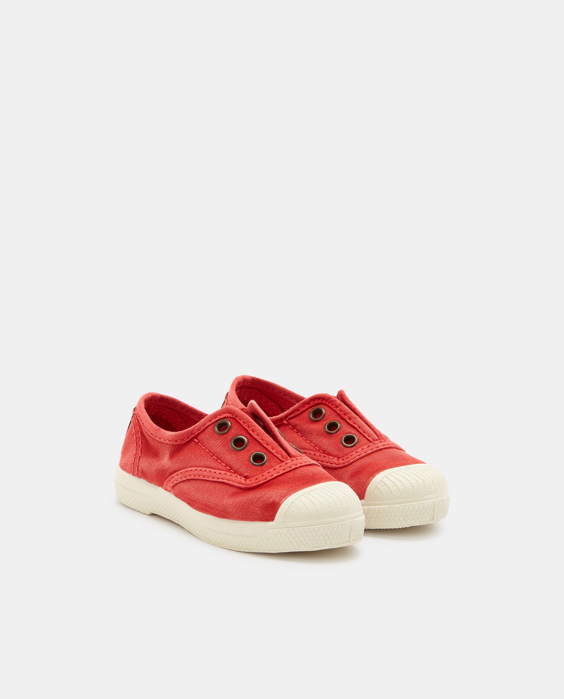 Sapatilhas de Bebé com Fecho Elástico sem Atacadores em Lona - Vermelho Natural World Vermelho-2