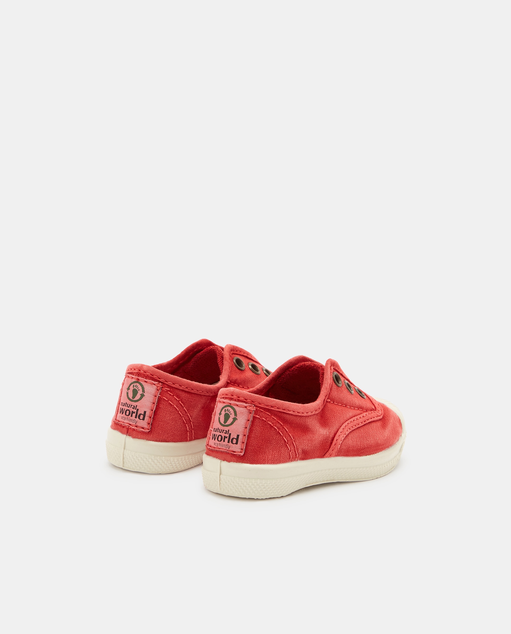 Sapatilhas de Bebé com Fecho Elástico sem Atacadores em Lona - Vermelho Natural World Vermelho-3