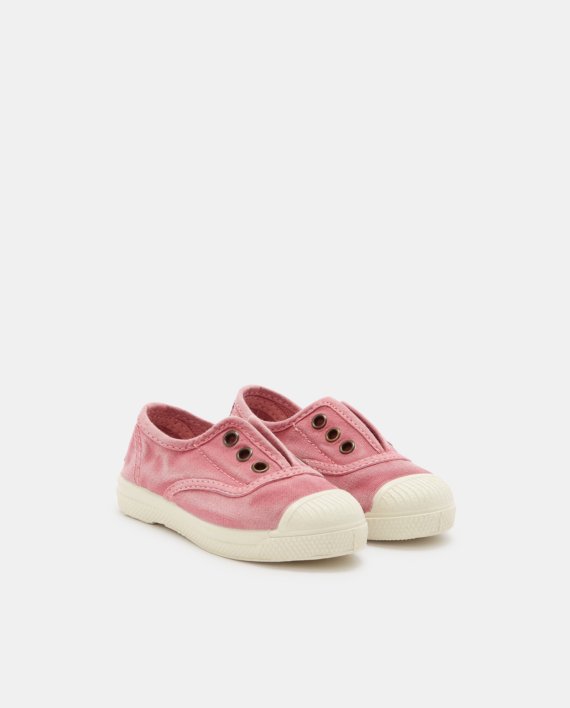 Sapatilhas de Bebé com Fecho Elástico sem Atacadores em Lona - Rosa Natural World Rosa-2