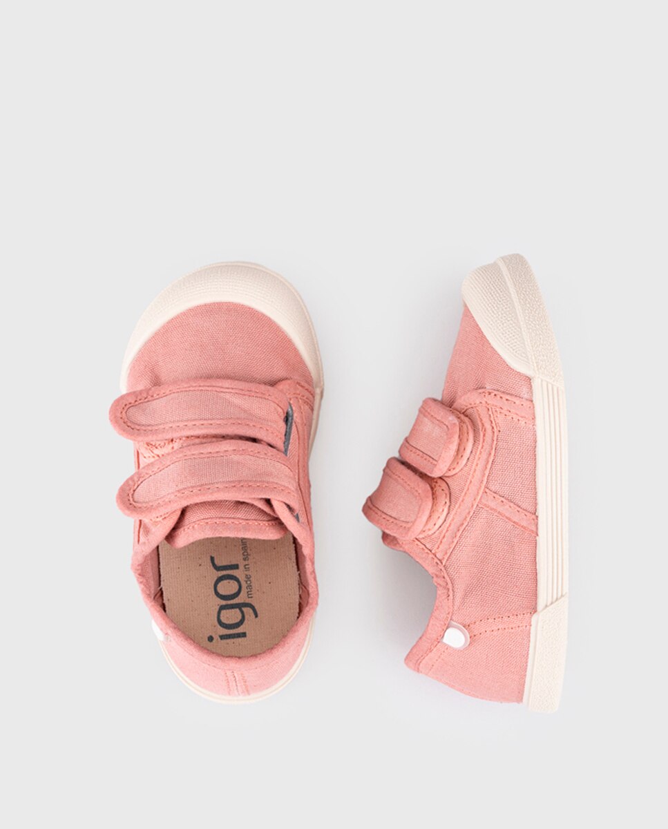 Zapatillas de lona de bebés con doble cierre adherente - Igor - Nude Nude-3