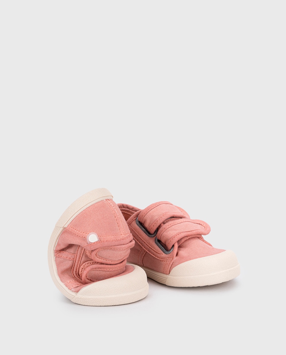 Zapatillas de lona de bebés con doble cierre adherente - Igor - Nude Nude-4