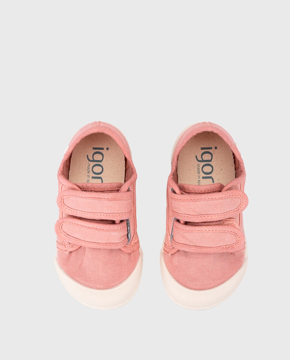 Zapatillas de lona de bebés con doble cierre adherente - Igor - Nude Nude-5