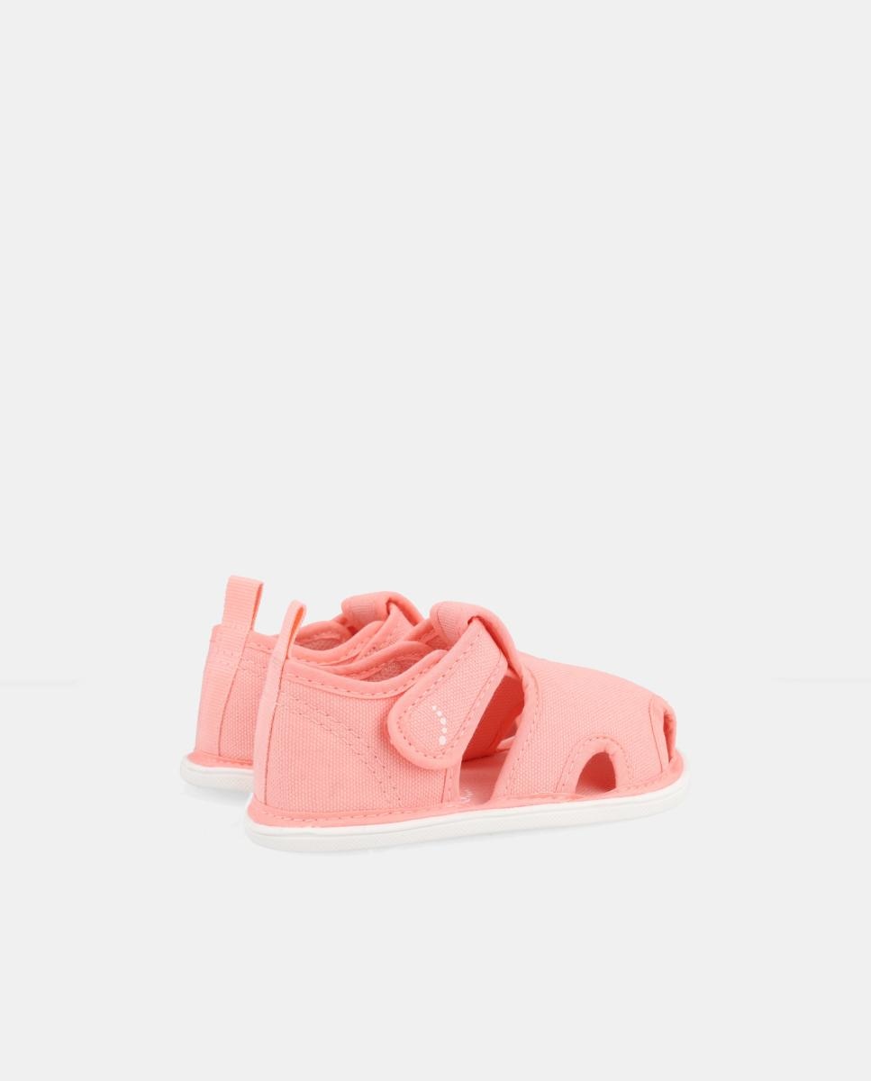 Sandálias de Lona Barefoot com Fecho de Velcro Blanditos Rosa-3