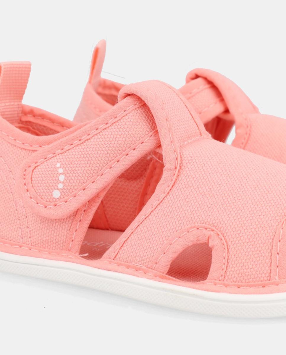 Sandálias de Lona Barefoot com Fecho de Velcro Blanditos Rosa-4
