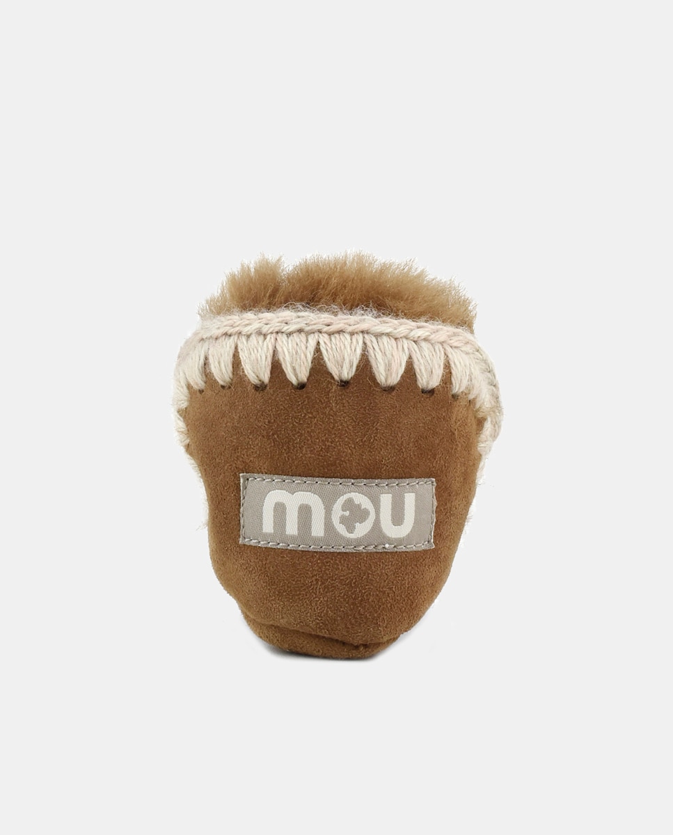 Botas de Bebé com Tira de Crochet em Contraste e em Croute Mou Natural-5