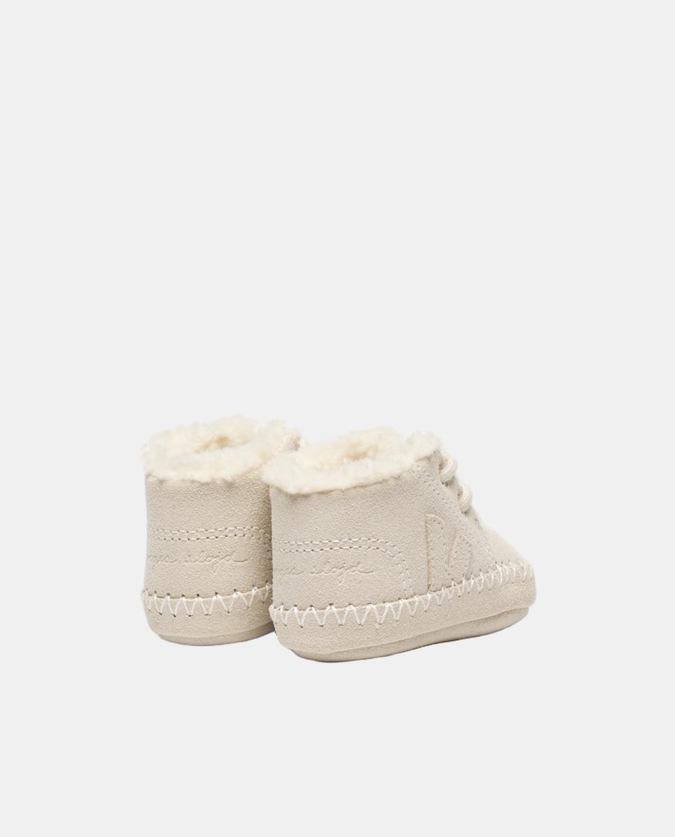 Botas de Tricot em Camurça Modelo Baby com Atacadores Cinzento-pedra-2
