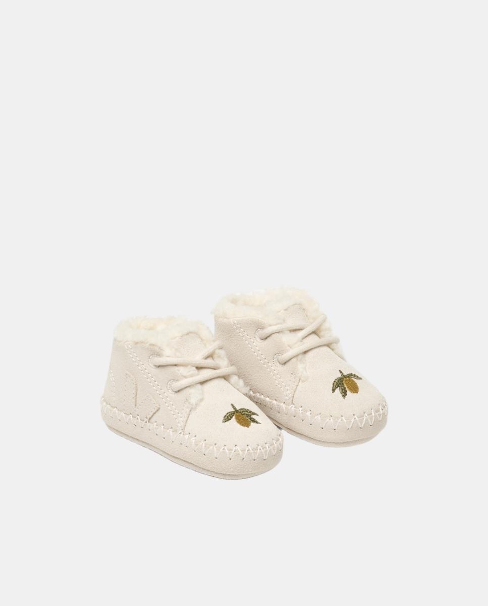 Botas de Tricot em Camurça Modelo Baby com Atacadores Cinzento-pedra-3