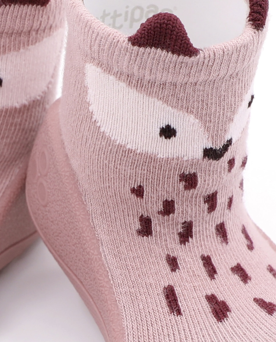 Botas de tricot de algodão de bebé Attipas Rosa-4