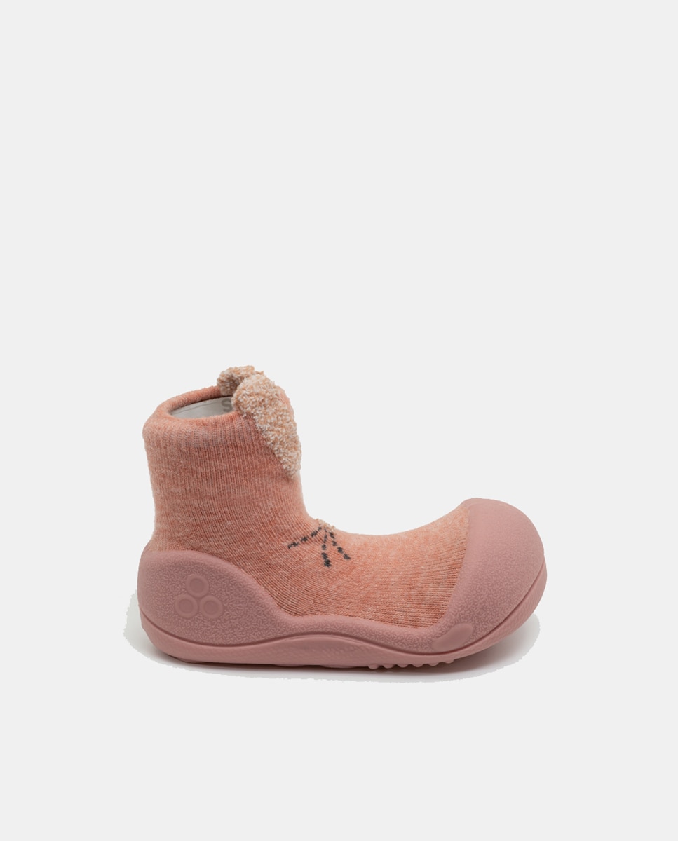 Pantufas de Bebé com Desenho de Coelho e em Algodão Attipas Rosa-1