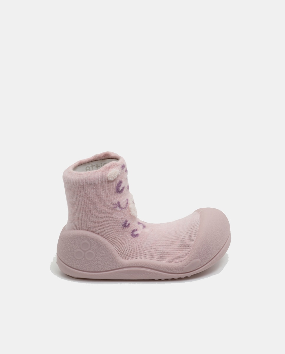 Pantufas de Bebé com Desenho de Pantera Bebé e em Algodão Attipas Rosa-1