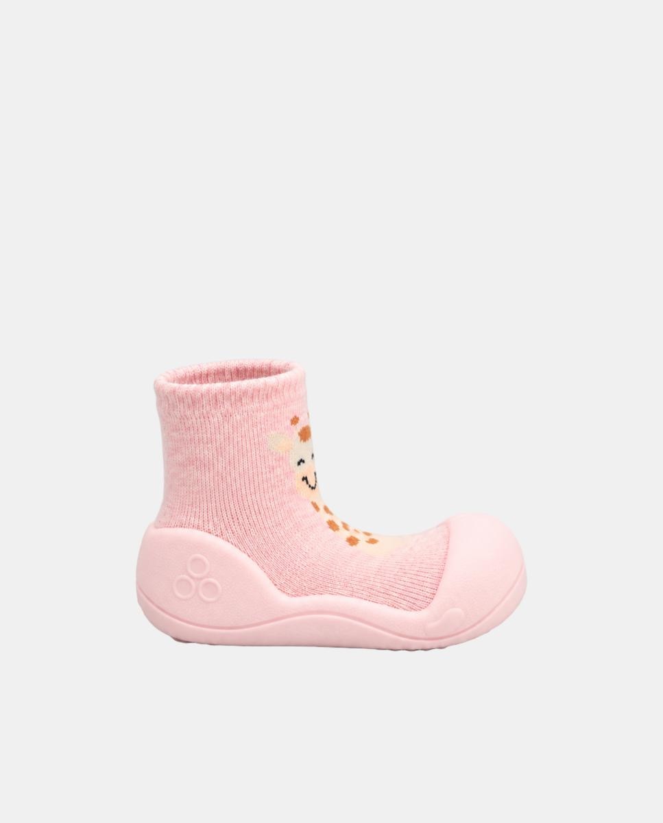 Patucos de bebé barefoot de algodón con dibujo Jirafa - Attipas - Rosa Nude Rosa Nude-1