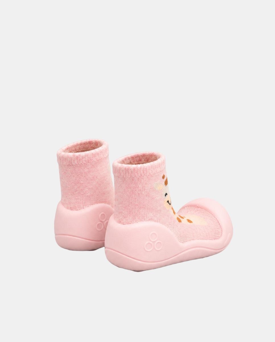 Patucos de bebé barefoot de algodón con dibujo Jirafa - Attipas - Rosa Nude Rosa Nude-2